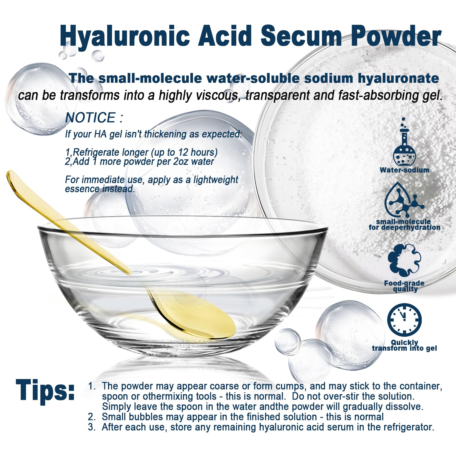 Ruxidora Pure Hyaluronic Acid Powder for Skin — Low MW Sodium Hyaluronate (60g) DIY Serum Ingredient