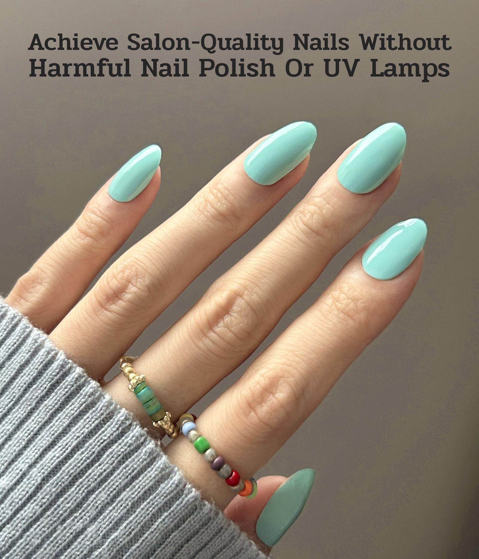 ruyeefam Nail Polish Strips – No UV Lamp Needed, 22 Pcs Mint Smoothie Green Gel Nail Wraps