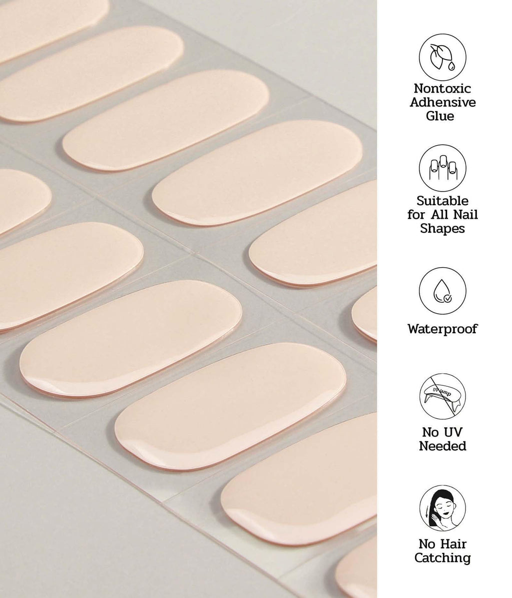 ruyeefam Nail Polish Strips - No UV Lamp Needed, 22 Pcs Salon Gel Wraps (Loft Light Nude)
