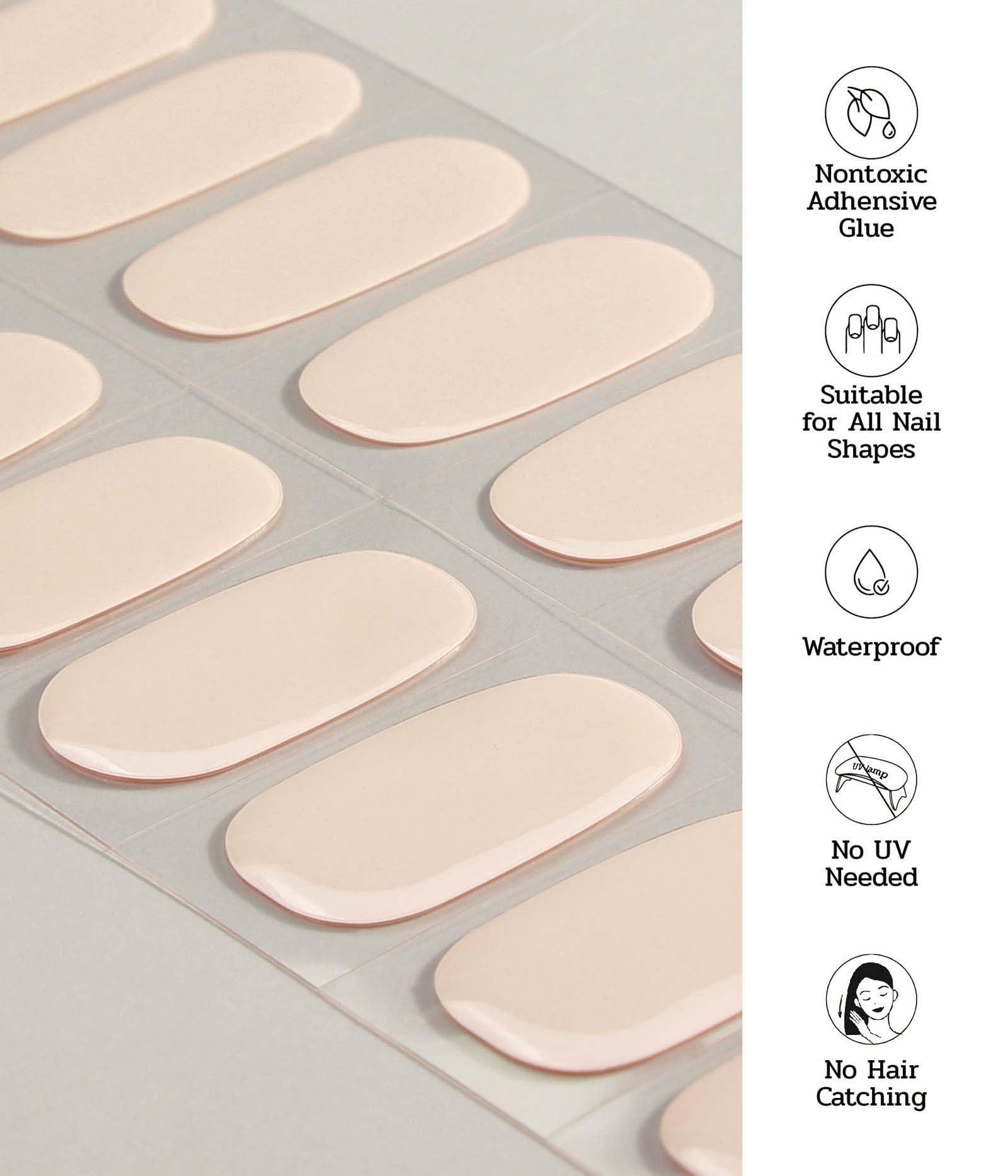 ruyeefam Nail Polish Strips - No UV Lamp Needed, 22 Pcs Salon Gel Wraps (Loft Light Nude)
