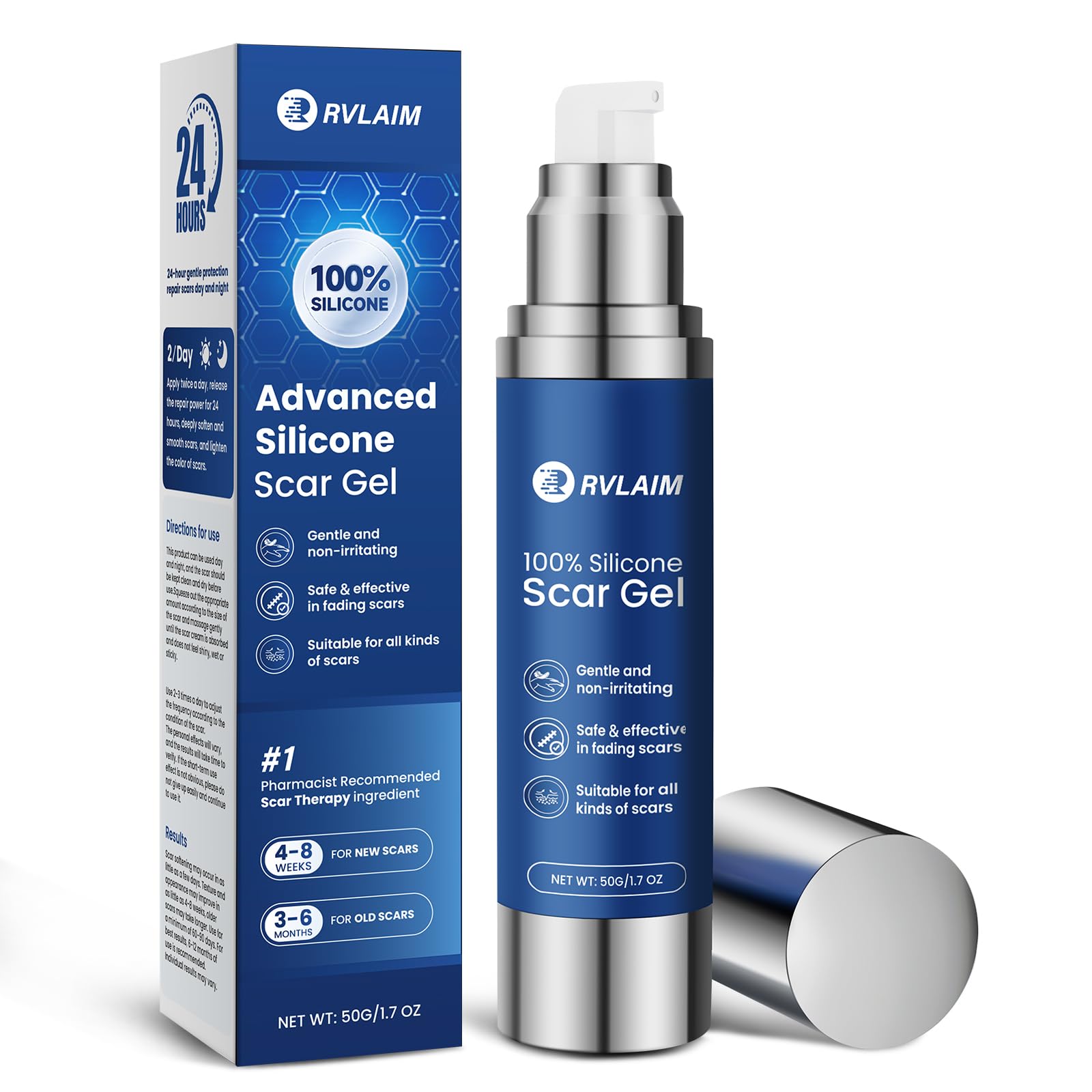 Rvlaim 100% Silicone Scar Gel – Advanced Scar Care, 1.7 oz (50 ml)