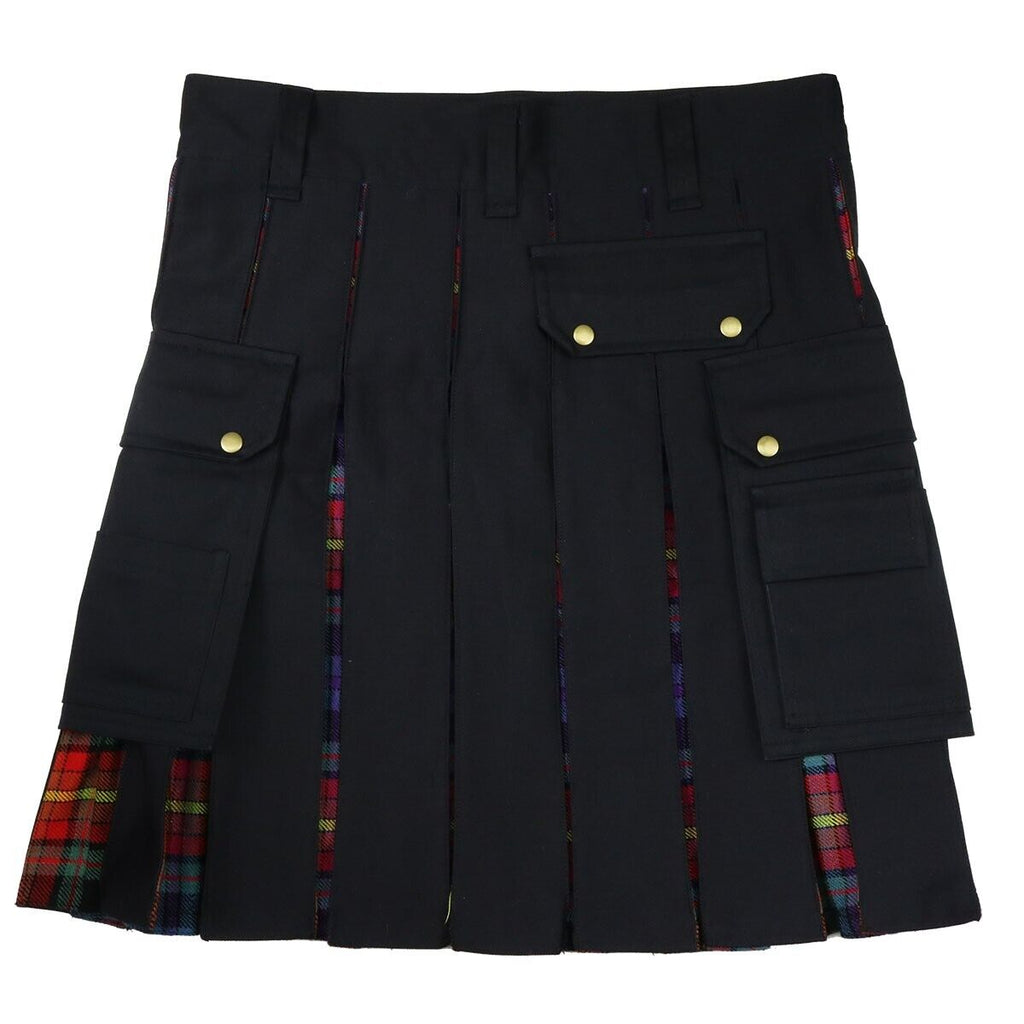 LGBT+ Pride Hybrid Black Canvas and Tartan Utility Kilt