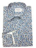Blue & White Floral Print Fitted Shirt