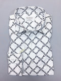White Chain Pattern Slim Fit Shirt
