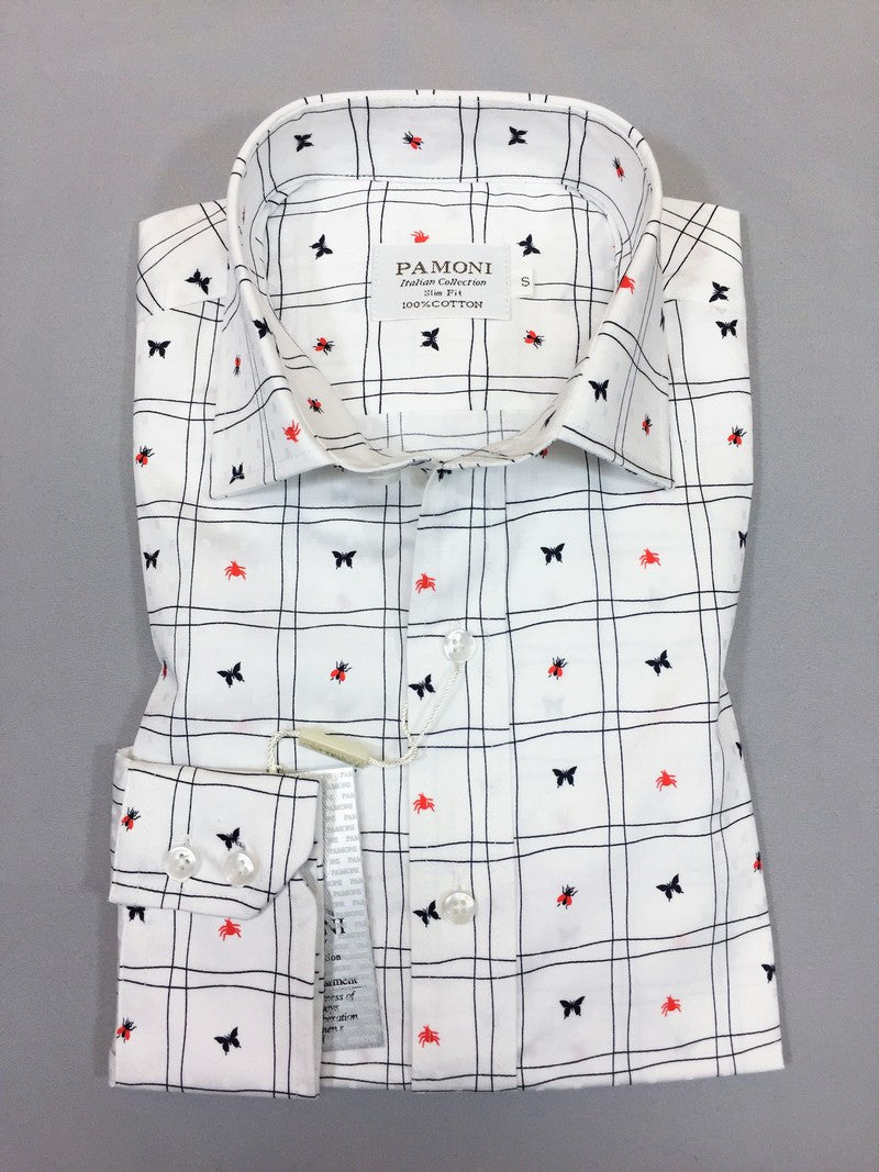 White Check Print Slim Fit Shirt