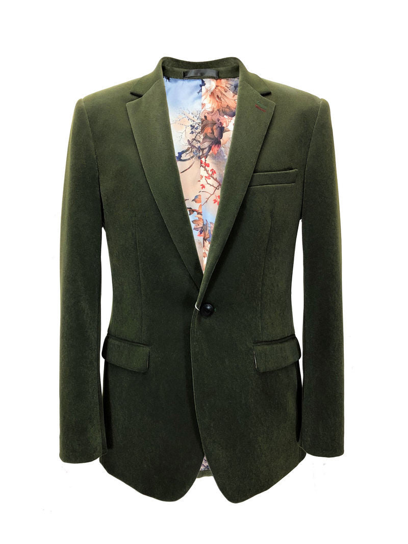 Green Velvet Slim Fit Blazer