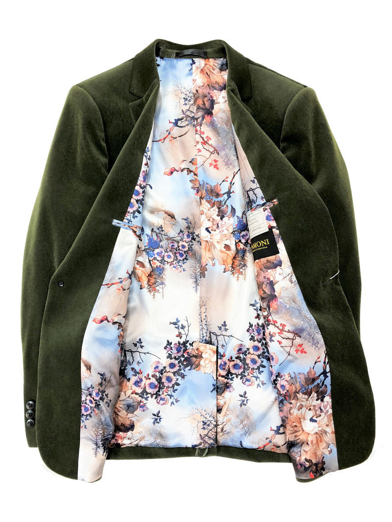 Green Velvet Slim Fit Blazer