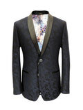 Navy Jacquard Brocade Dinner Jacket