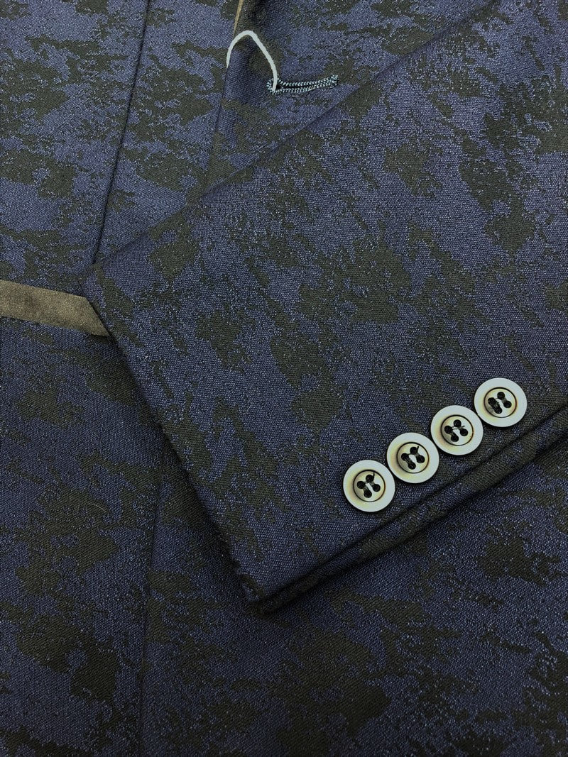 Navy Jacquard Brocade Dinner Jacket