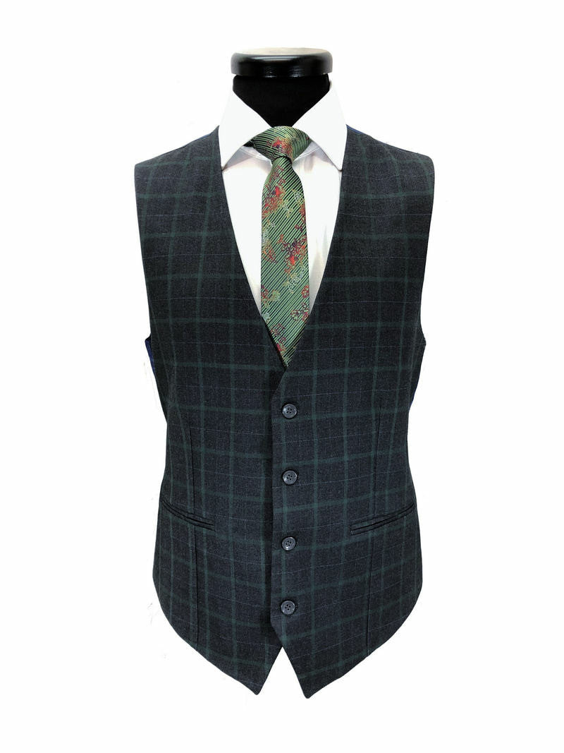 Grey & Green Check 2 Button 3-piece Suit