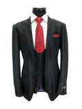 Black Bold Stripe 2-button 3-piece Suit