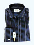 Mesh Motif Check Navy Shirt