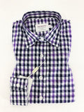 Purple Grey Check Fitted Shirt