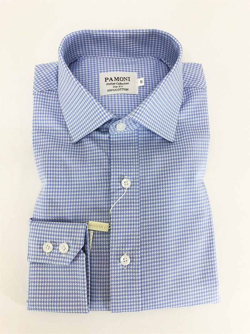 Blue Dog Tooth Slim Fit Shirt