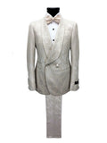 Chevron Champagne Shawl Lapel Suit
