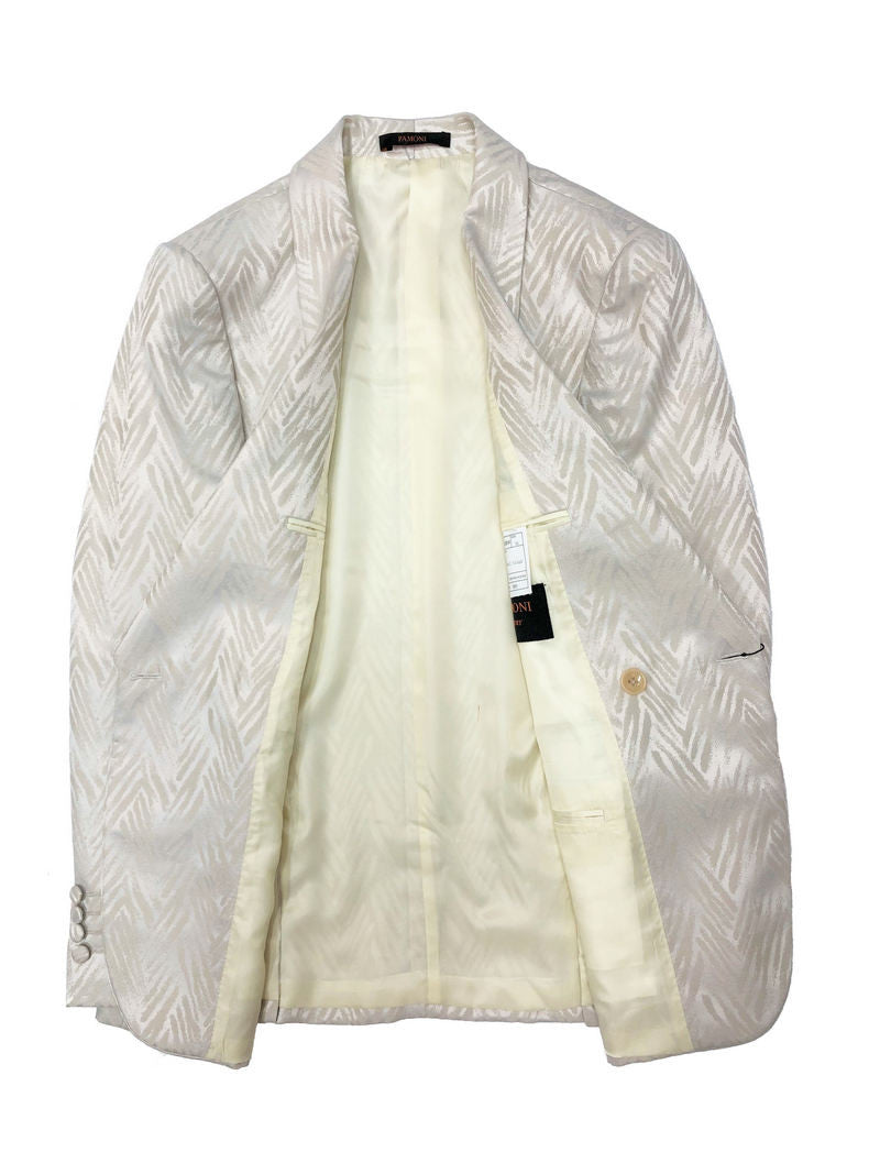 Chevron Champagne Shawl Lapel Suit