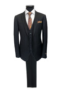 Black Herringbone 2 Button 3-piece Suit