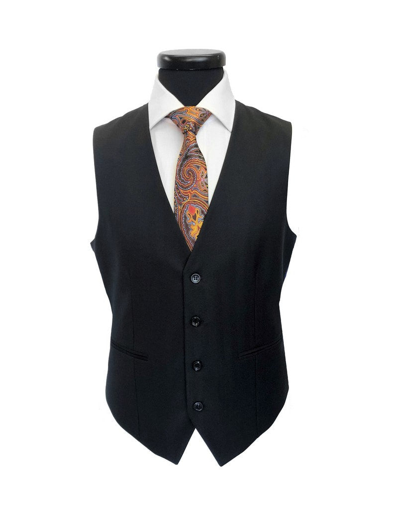 Black Herringbone 2 Button 3-piece Suit