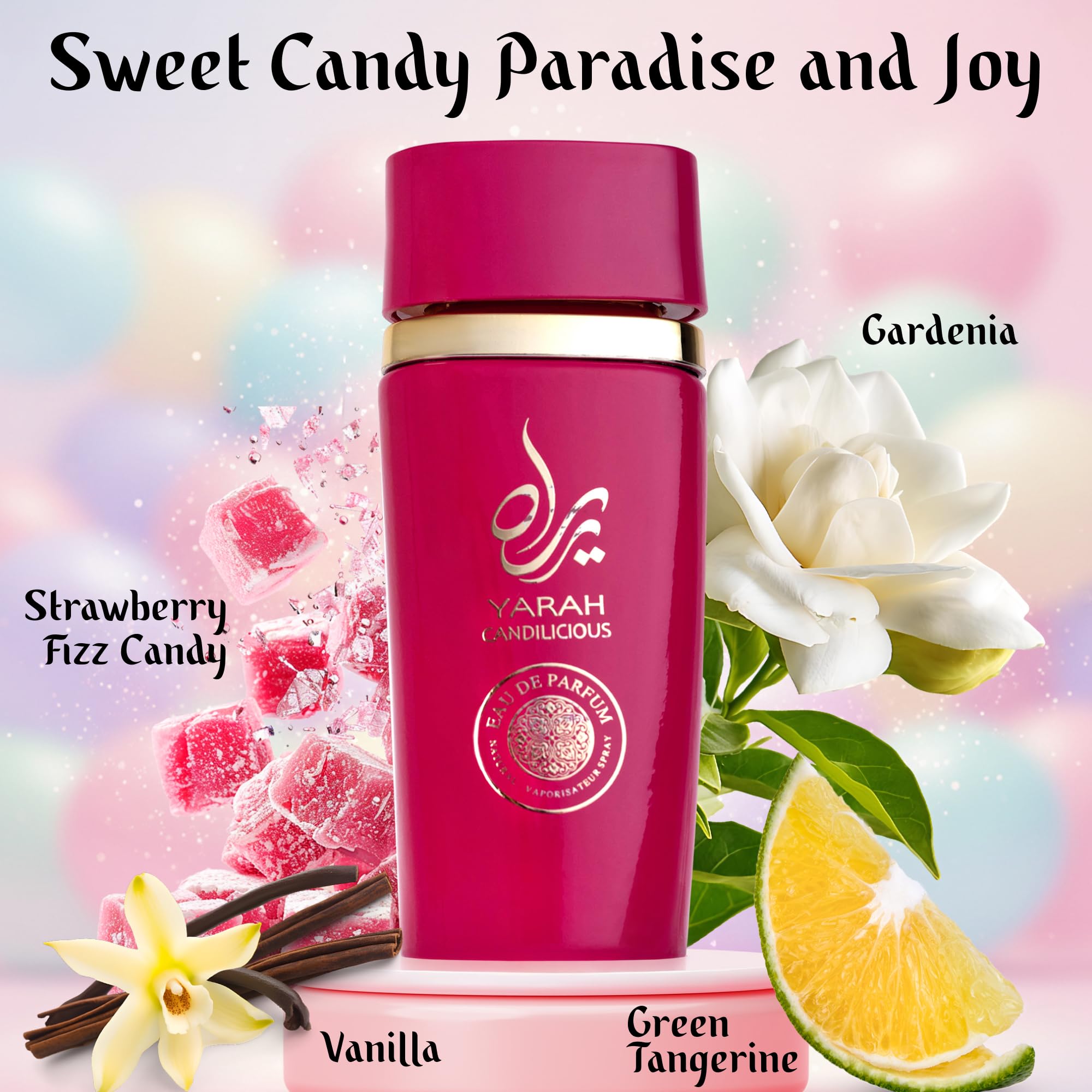 SAADAH Yarah Candilicious Eau De Parfum for Women – Fruity Floral Gourmand, Long-Lasting 4.0 Fl. Oz