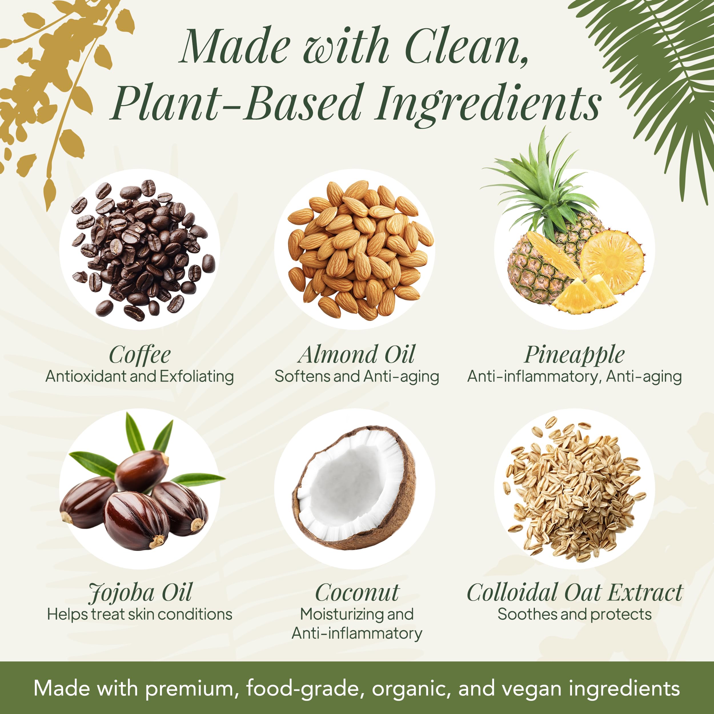 Saavy Naturals Body Scrub – Tropical Coconut Sugar Exfoliator, Vegan & Natural, 12 oz – Made in USA