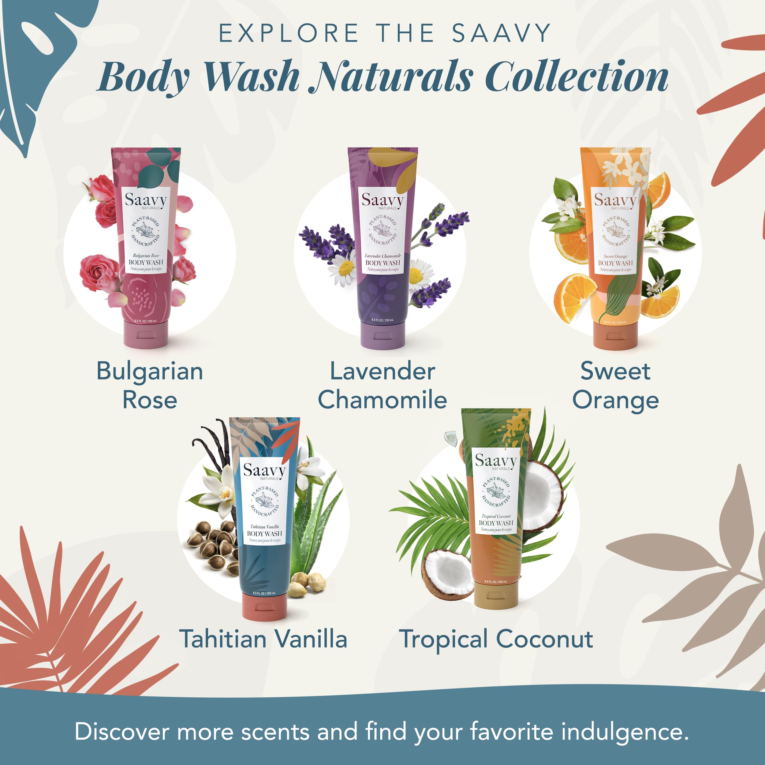 Saavy Naturals Moisturizing Body Wash for Sensitive Skin – Tahitian Vanilla, Coconut Oil & Aloe – 8.5 fl oz – Paraben-Free