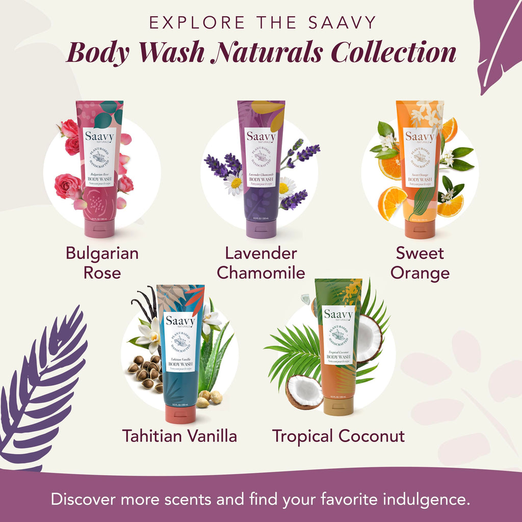 Saavy Naturals Moisturizing Body Wash for Sensitive Skin – Plant-Based, Lavender Chamomile, 2x8.5 oz