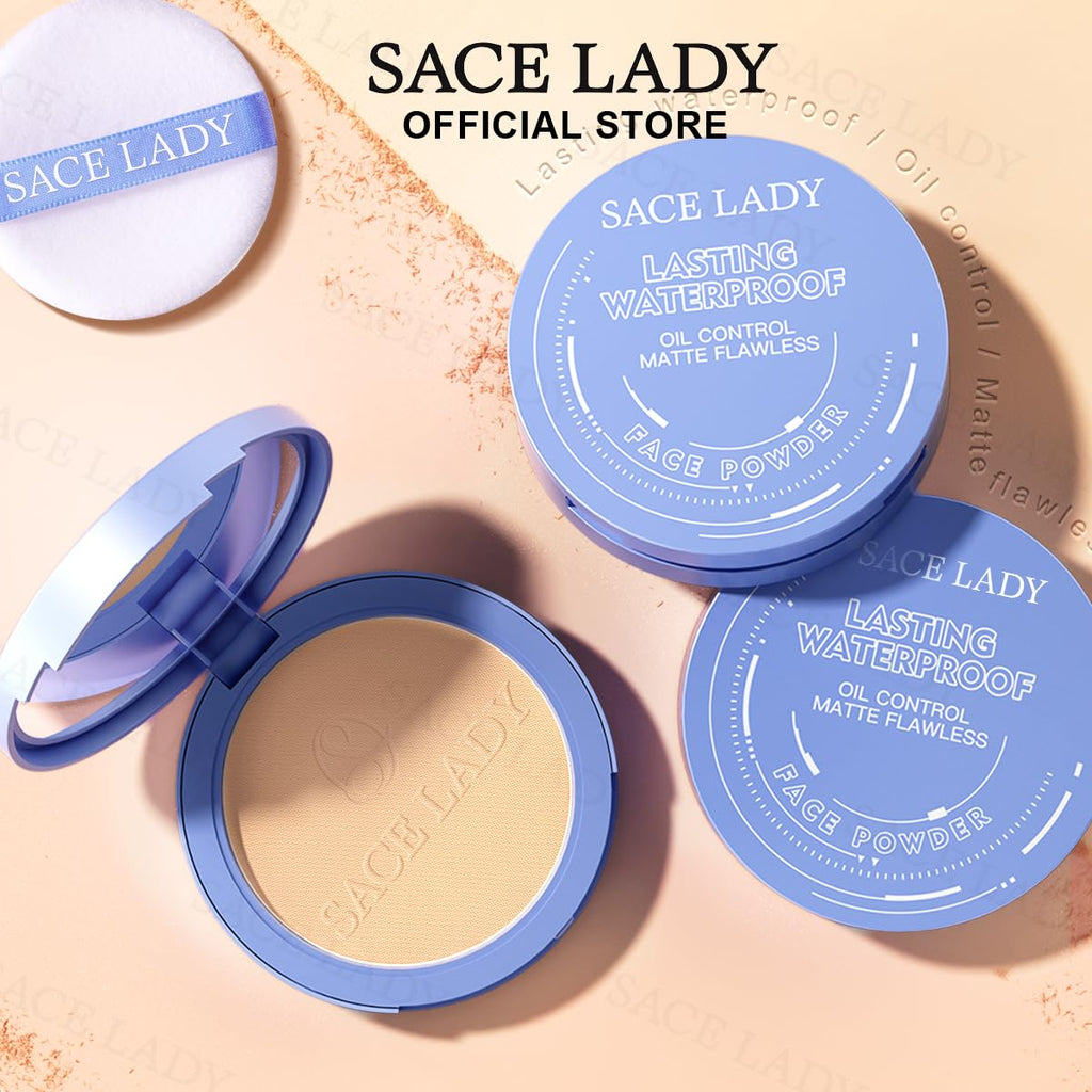SACE LADY Face Powder Waterproof – Matte Setting Powder, Shine Control, 0.35oz (#03)