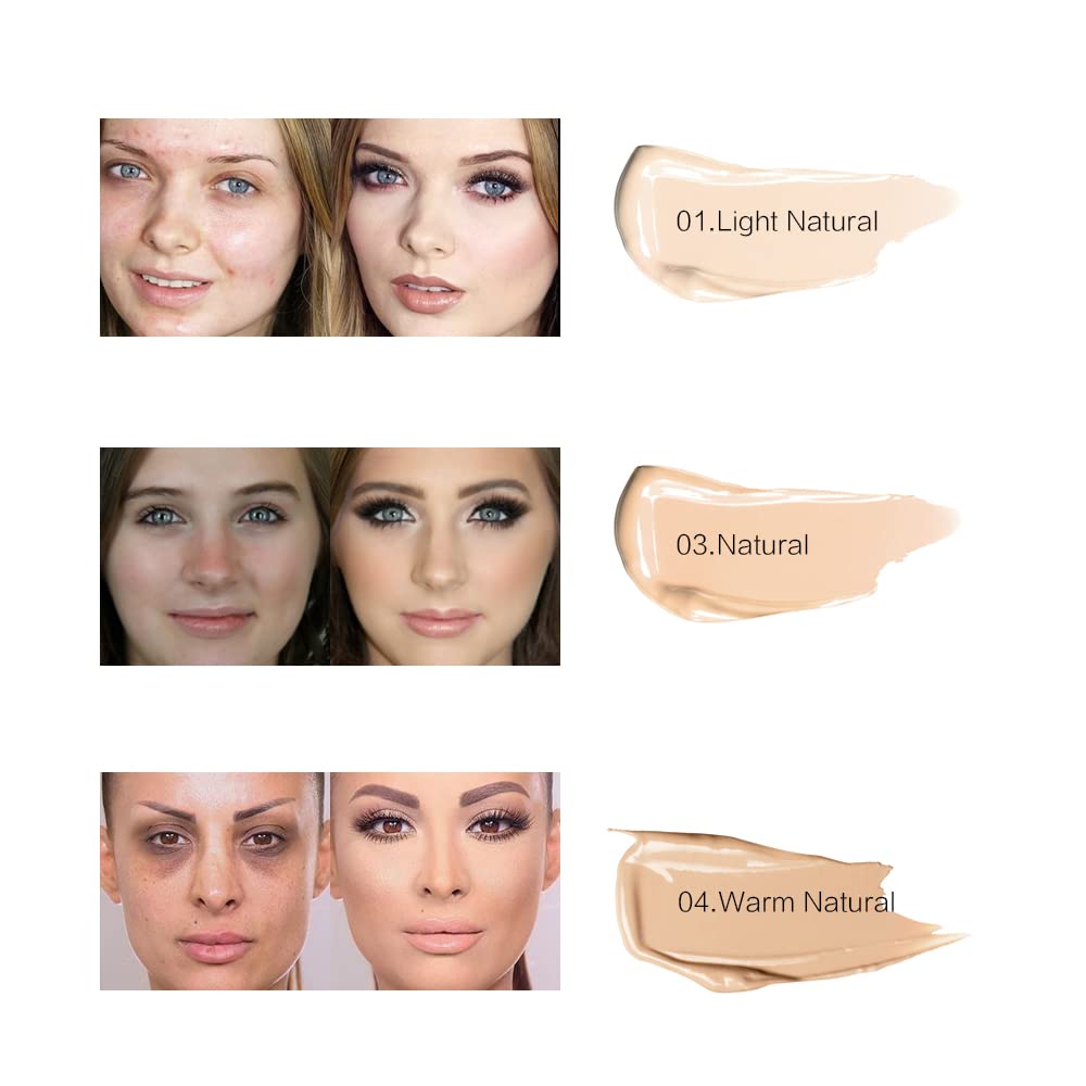 SACE LADY 3 Pack Pro Full Cover Liquid Concealer - Waterproof Matte Finish (Light Natural)