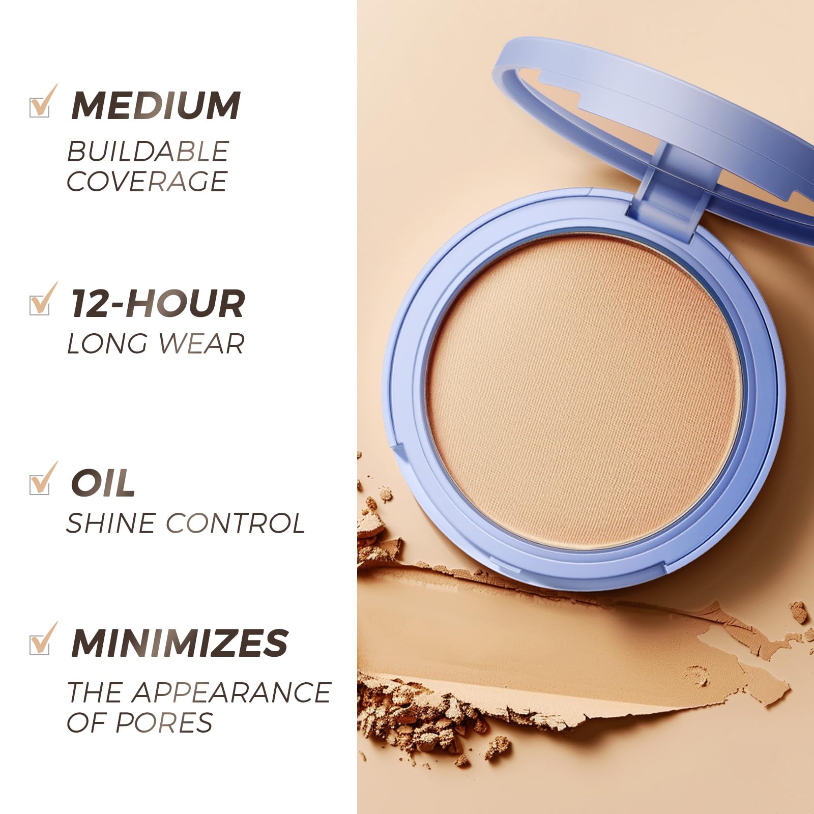 SACE LADY Face Powder Waterproof – Matte Setting Powder, Shine Control, 0.35oz (#03)