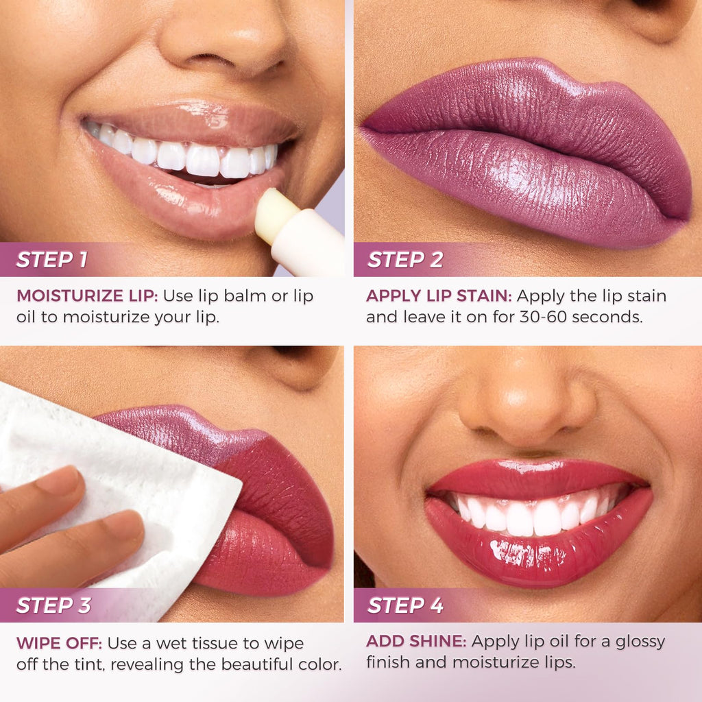 SACE LADY Lip Stain Set Peel Off – Long-Lasting Waterproof Lip Gloss, Transfer-Proof