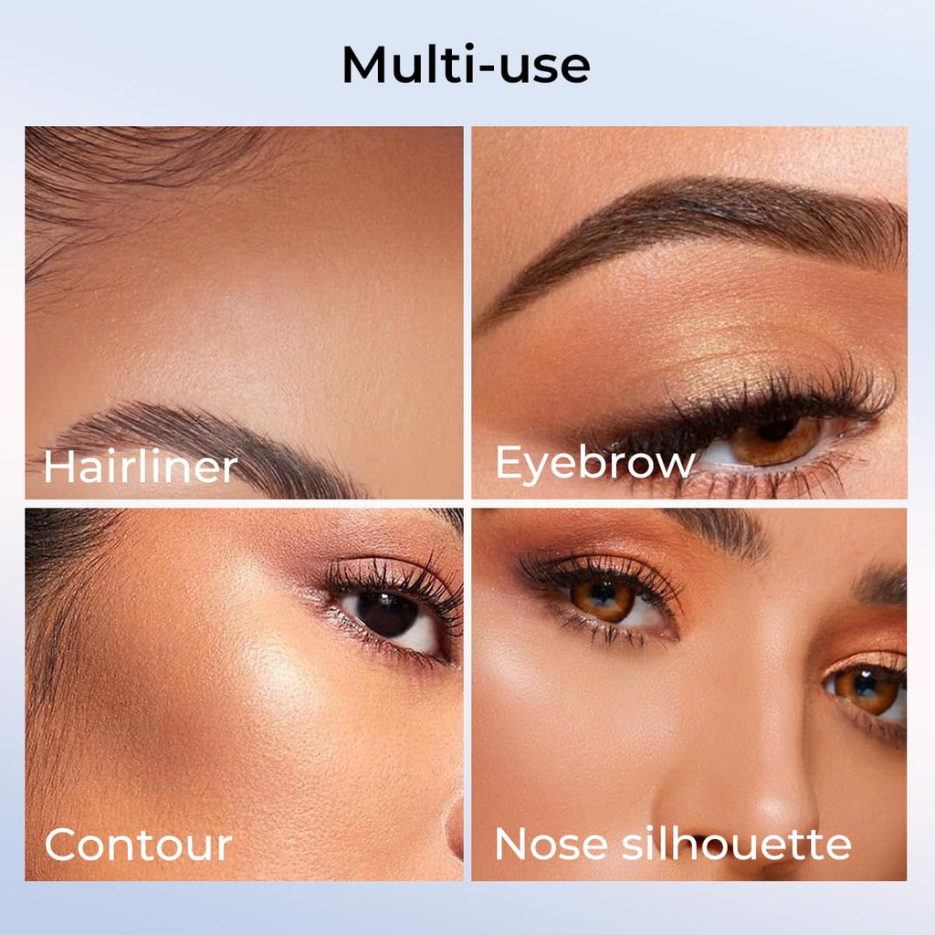 SACE LADY Eyebrow Stamp Kit – Natural-Looking Brows, Waterproof & Long-Lasting, 10 Reusable Stencils, 0.07 Oz #02 Dark Brown