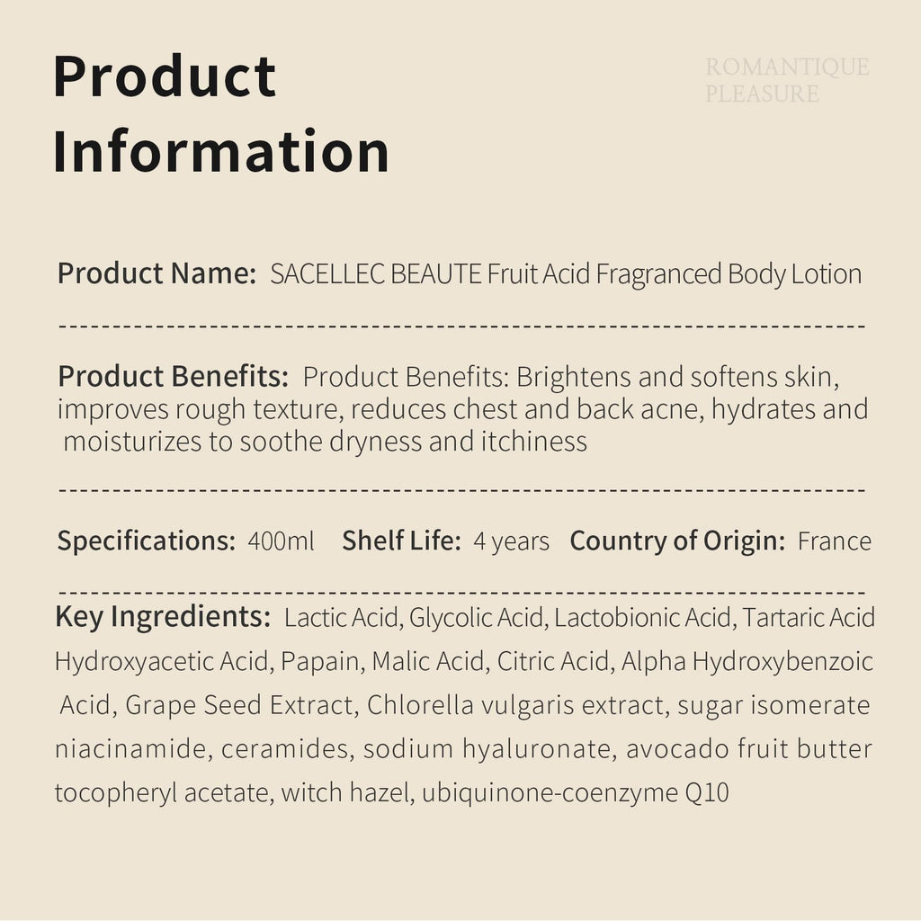 SACELLEC BEAUTE Advanced AHA Body Lotion — 12% Glycolic Acid for Bacne, KP & Dry Skin