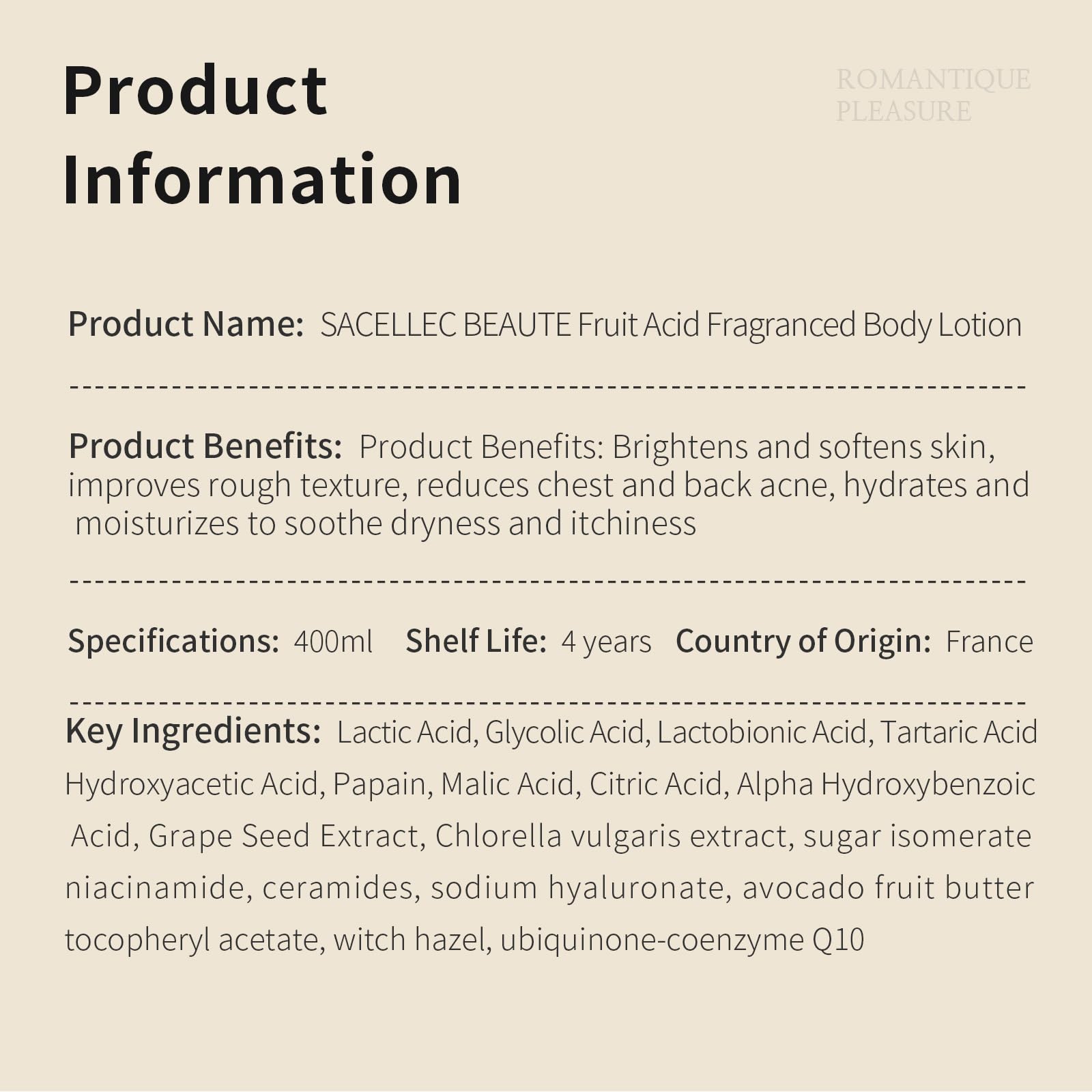 SACELLEC BEAUTE Advanced AHA Body Lotion — 12% Glycolic Acid for Bacne, KP & Dry Skin