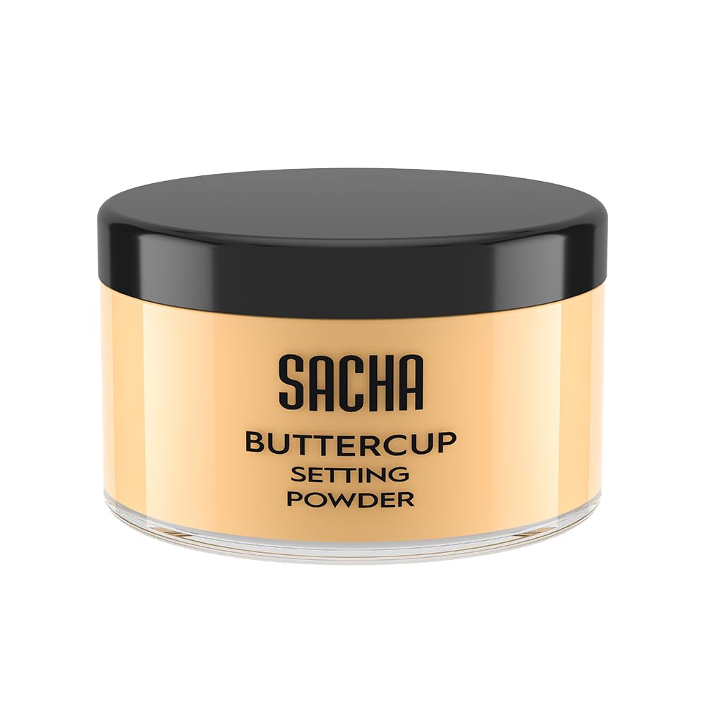 Sacha BUTTERCUP Setting Powder – No Ashy Flashback, Blurs Fine Lines & Pores | Medium–Dark Skin | 1.75 oz