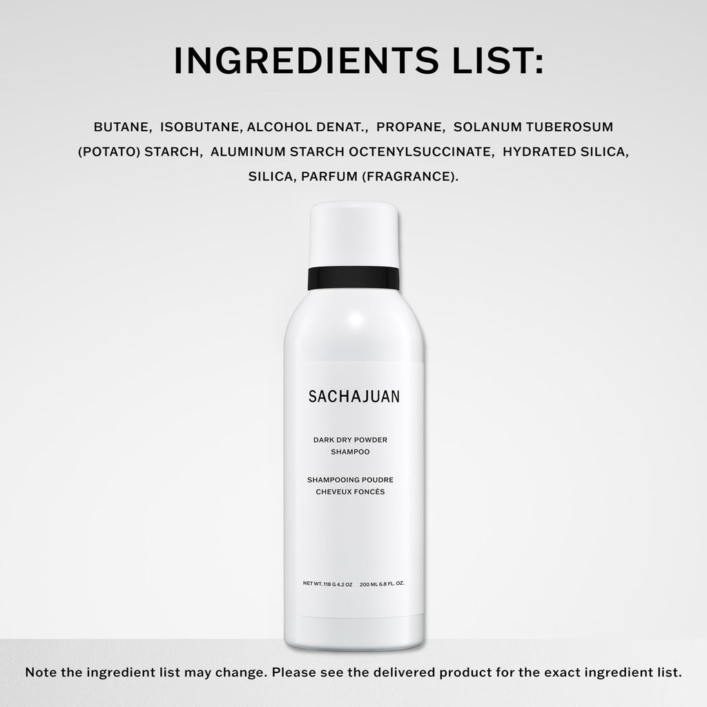SACHAJUAN Dark Dry Powder Shampoo – Refresh Between Washes, Absorbs Oil, 118 g / 6.8 oz