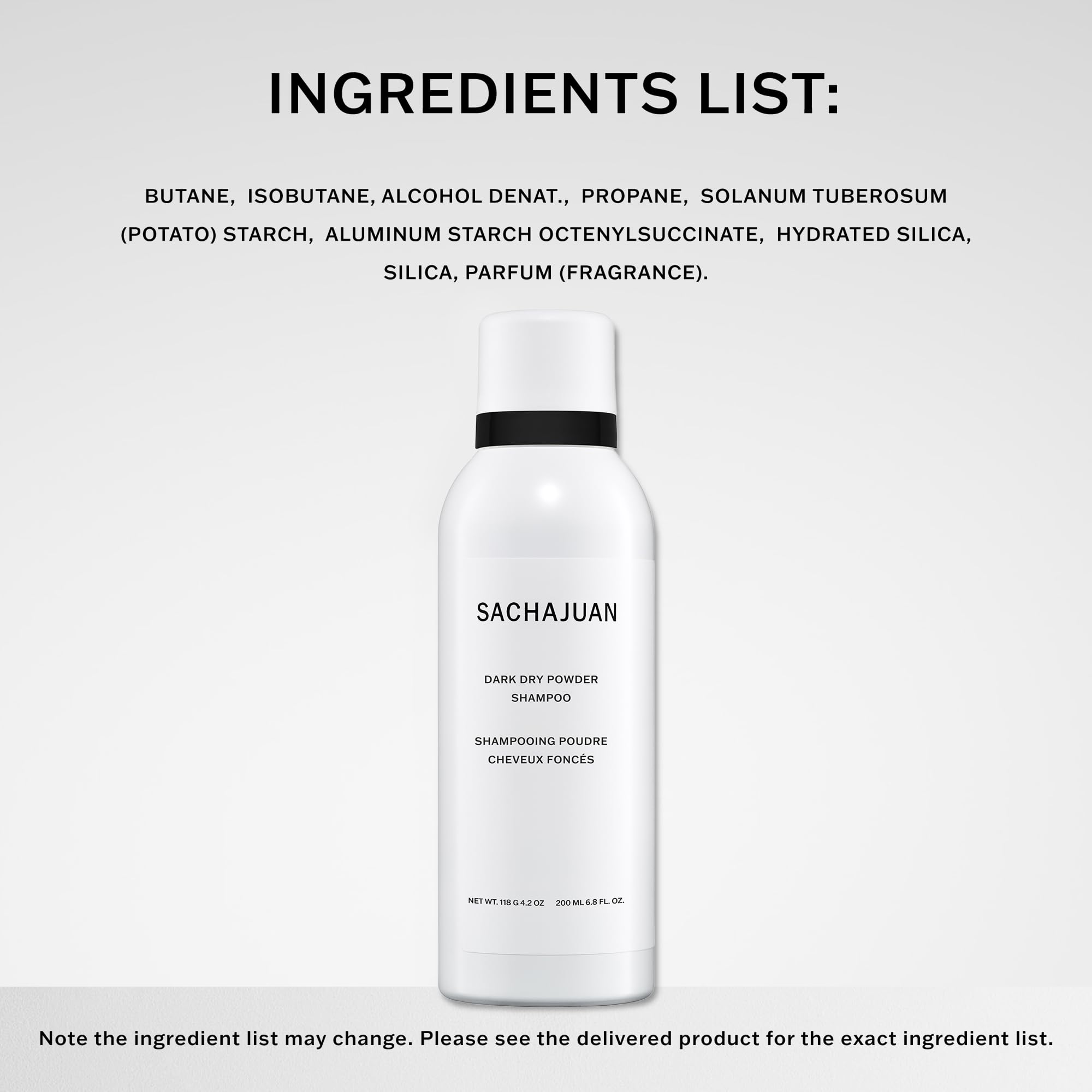SACHAJUAN Dark Dry Powder Shampoo – Refresh Between Washes, Absorbs Oil, 118 g / 6.8 oz