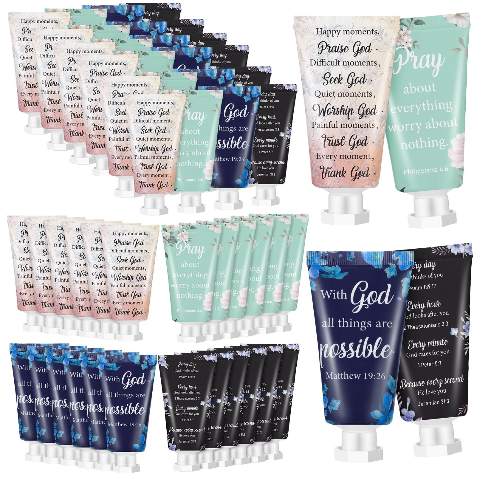 Sacubee 72-Piece Christian Hand Cream Bulk Gift Set for Women | 3 Fragrances