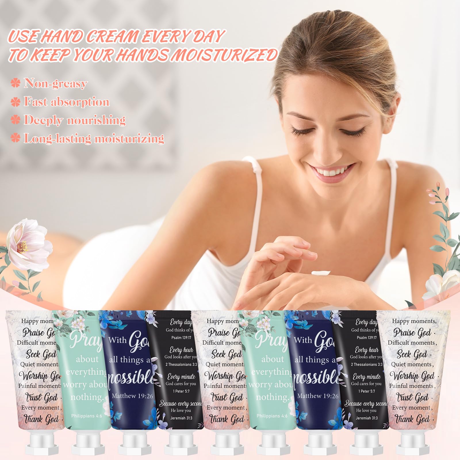 Sacubee 72-Piece Christian Hand Cream Bulk Gift Set for Women | 3 Fragrances