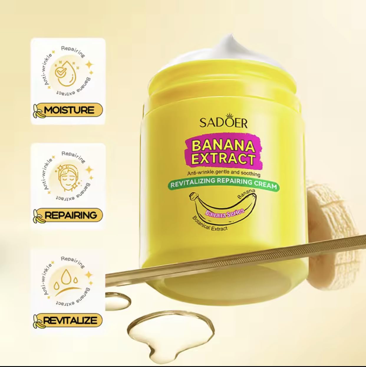 SADOER Banana Extract Anti-Wrinkle Revitalizing Cream – Deep Hydration & Repair