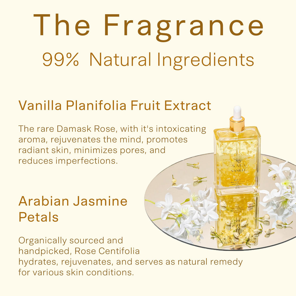 SAFA Vanillé Oil – Organic Vanilla Jasmine Oil for Skin, Hair & Aromatherapy (4 oz)