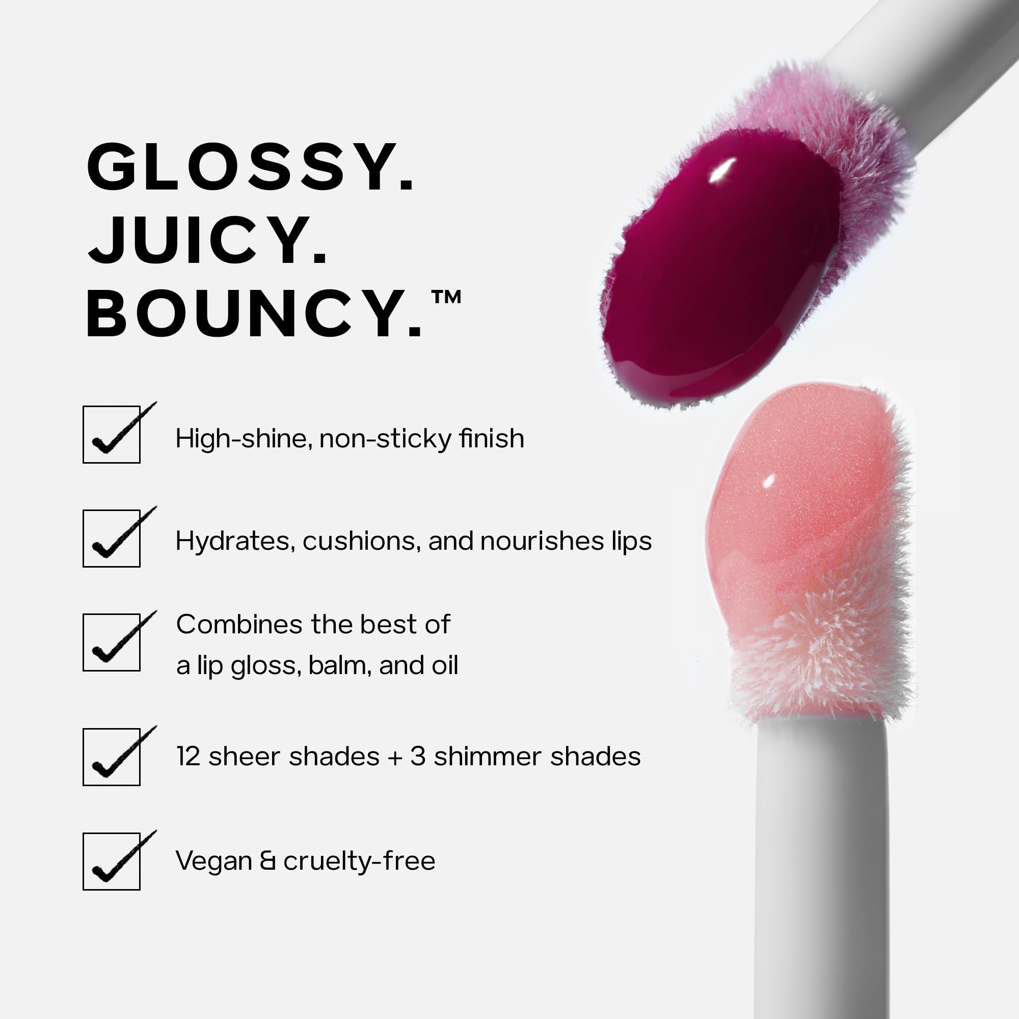 Saie Glossybounce Bubble Lip Gloss-Oil Hybrid – Hydration, Ultra Shine, Non-Sticky