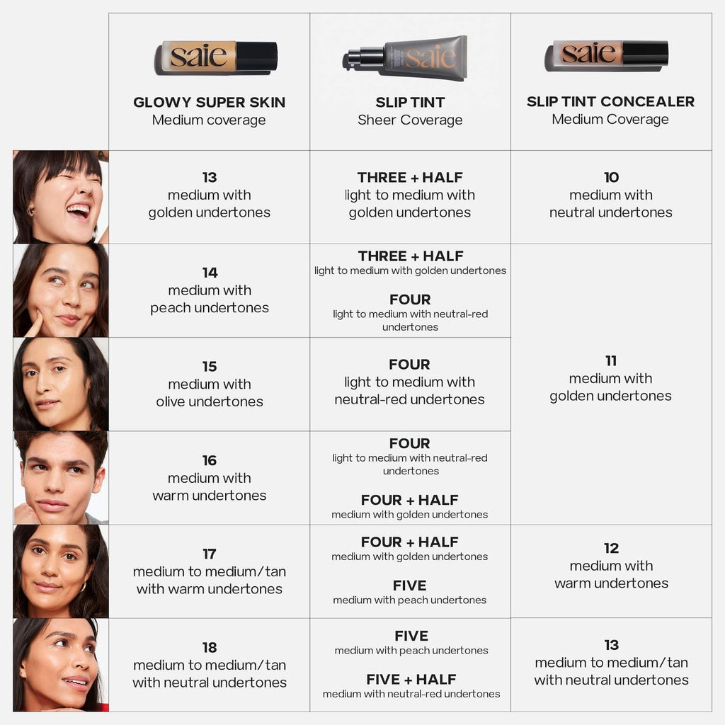 Saie Glowy Super Skin Tint Foundation Shade 18 – Weightless, Dewy Hydration