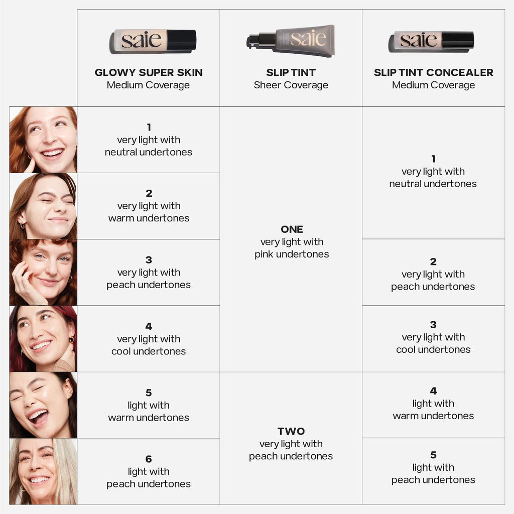 Saie Glowy Super Skin Tint Foundation – Weightless Dewy Coverage, Shade 2 (1.01 oz)