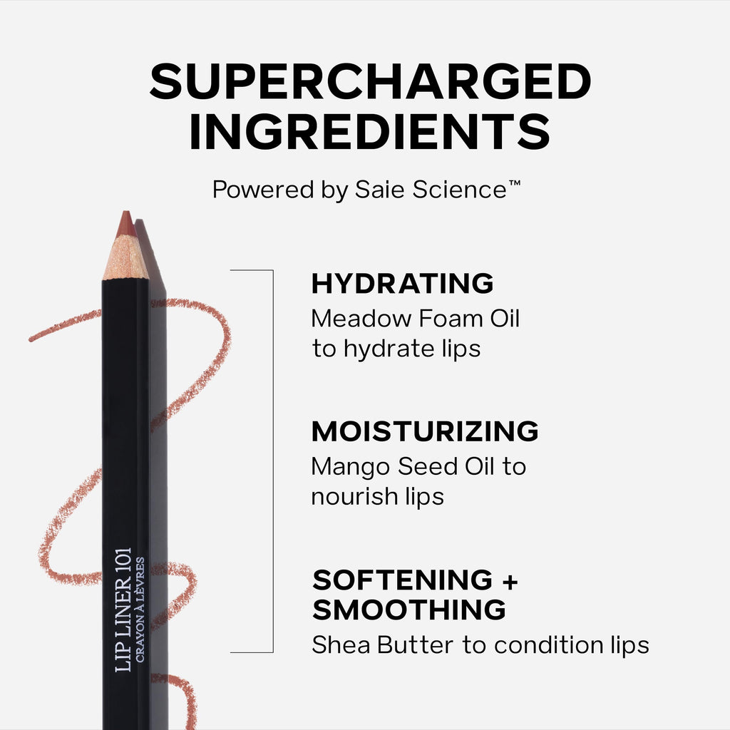 Saie Lip Liner 101 — Creamy Soft Matte Lip Pencil with Shea Butter & Jojoba Oil (French .05 oz)
