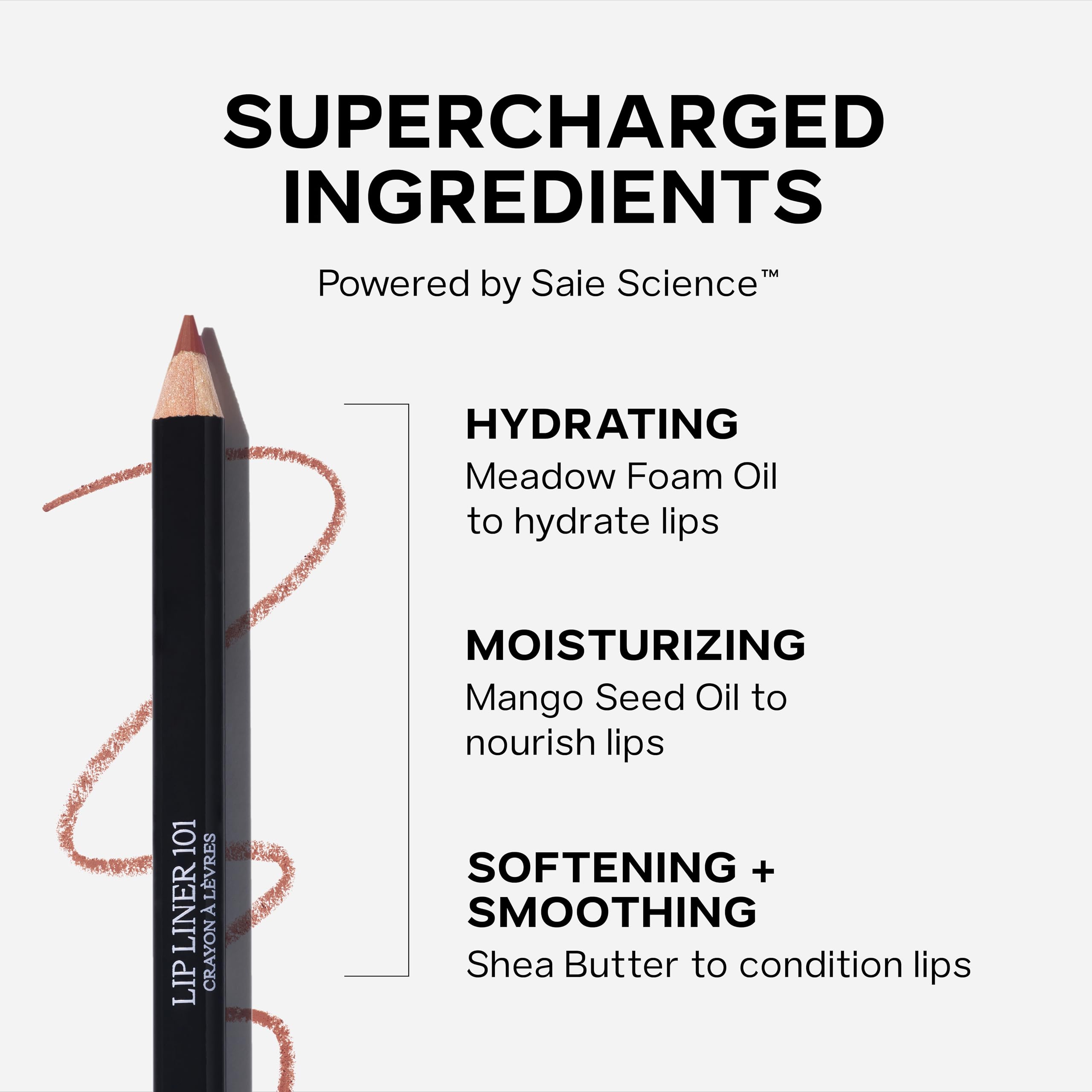 Saie Lip Liner 101 – Creamy Soft Matte Pencil with Shea Butter & Jojoba Oil (Flirt)