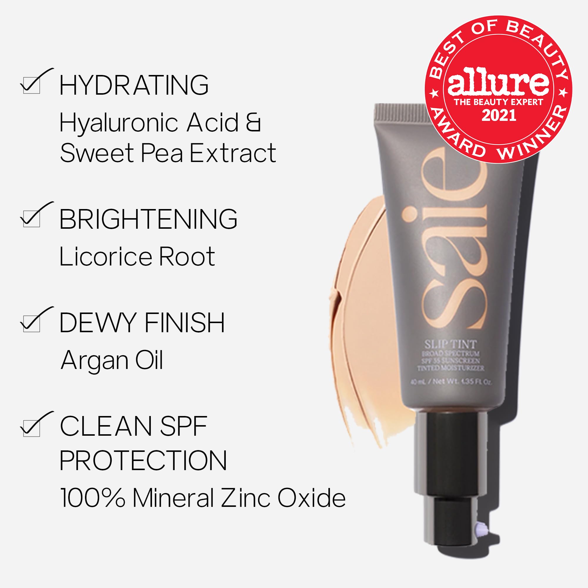 Saie Slip Tint SPF 35 - Light Coverage Tinted Moisturizer, Shade Five