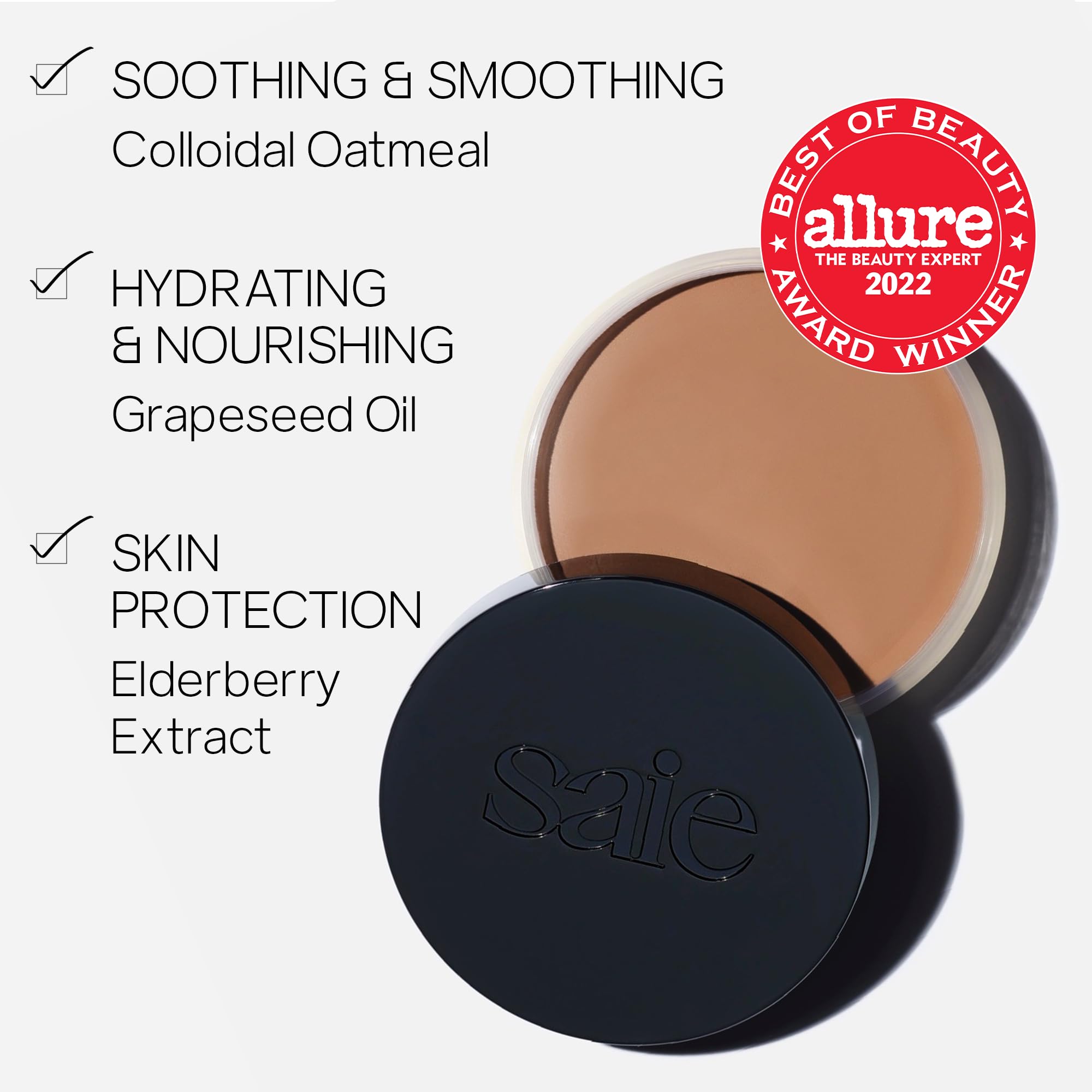 Saie Sun Melt Cream Bronzer – Buildable Balm for Natural Glow & Soft Sculpt (Dark Bronze, 1 oz)