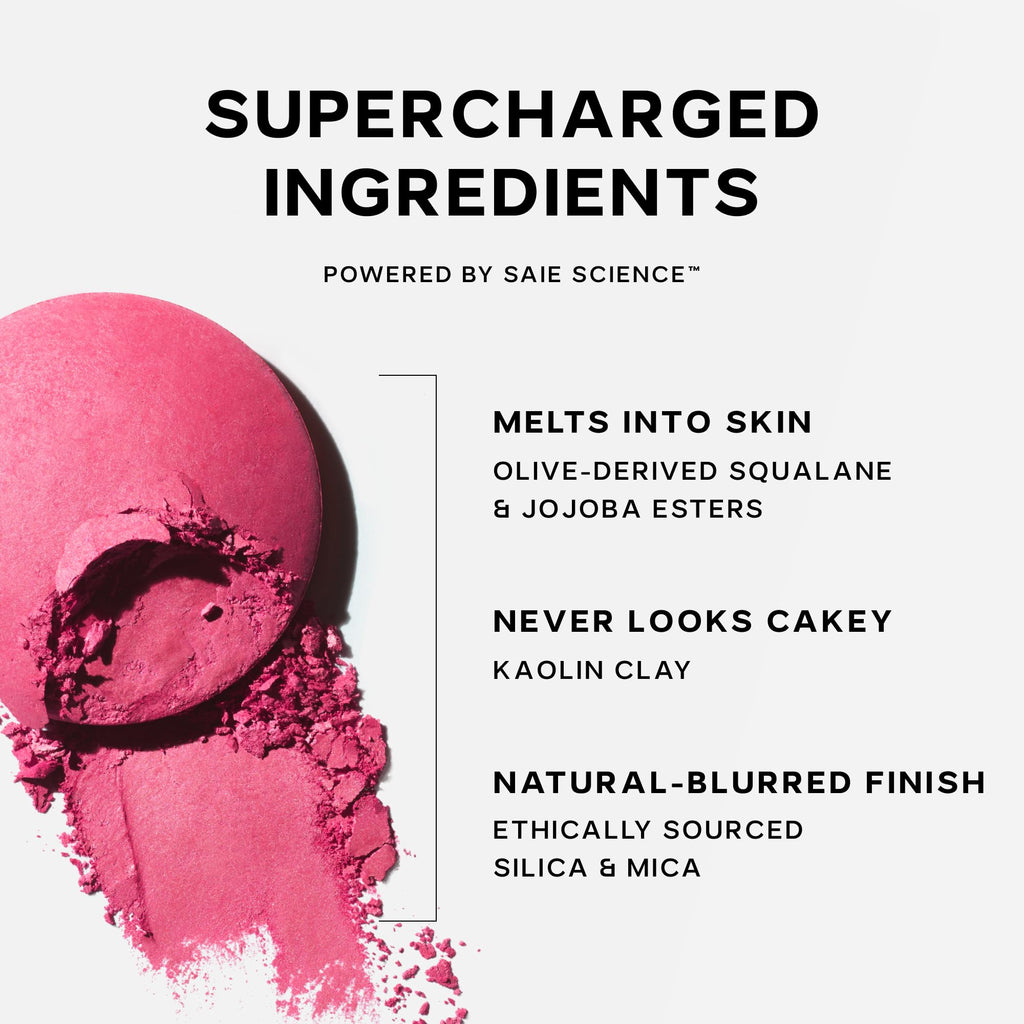 Saie SuperSuede Baked Blush in Mia – Talc-Free Hydrating Powder with Hyaluronic Acid (0.1 oz)