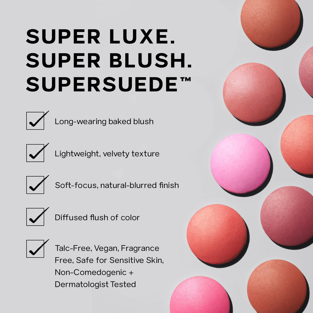 Saie SuperSuede Baked Blush in Mia – Talc-Free Hydrating Powder with Hyaluronic Acid (0.1 oz)
