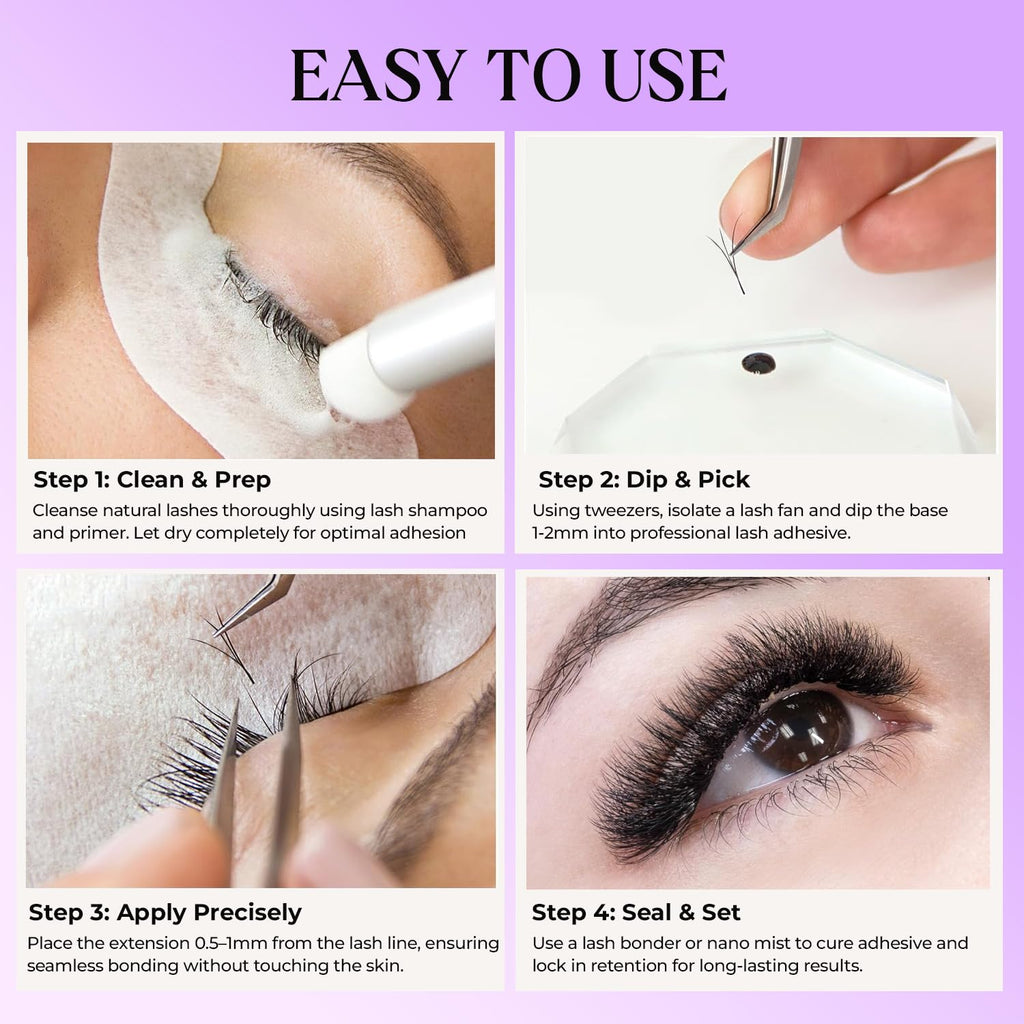 SAIGON LASH Wispy Promade Fans 3D-8D | Narrow Base Laser Tech Lashes (C/D Curl, 6–15mm)